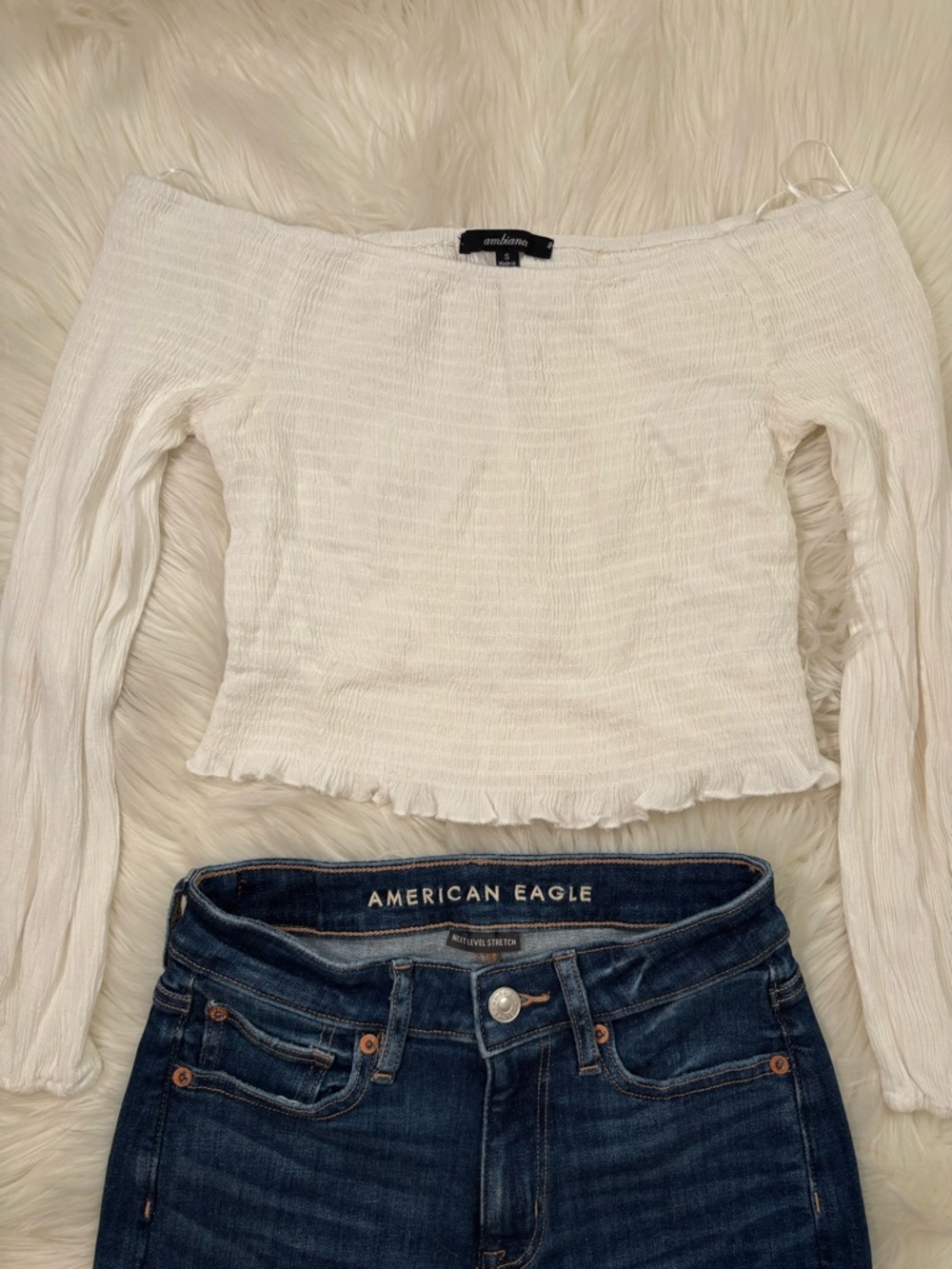 White Smocked Off-Shoulder Top
